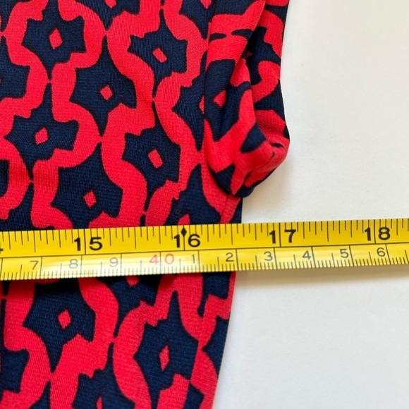 Banana Republic/Red-Blue/ Dress/Cap Sleeve Stretch/Gathered Waist Dress/ Size M - Picture 7 of 8